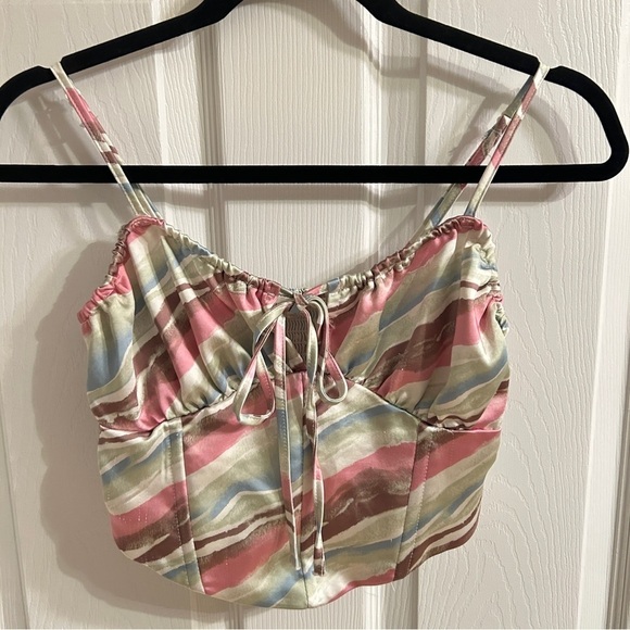 Tie Front Cami Top Sleeveless Crop Top Summer Casual Blouse - Picture 1 of 6